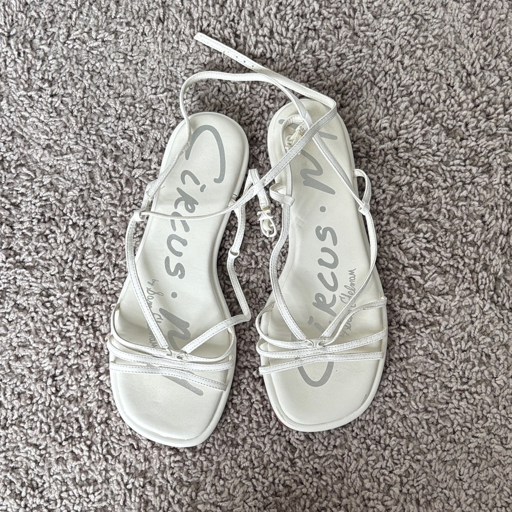 Circus by Sam Edelman White Strappy Square-Toe Lace-Up Sandals